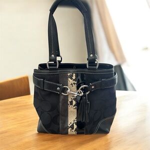 Coach Hampton Signature python stripe caryall tote Bag